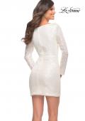 Picture of: Long Sequin Sequin Homecoming Dress with V-Neck in White, Style: 29390, Detail Picture 9