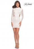 Picture of: Long Sleeve Sequin Party Dress with High Neckline in White, Style: 29406, Detail Picture 8