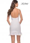 Picture of: Fitted Ruffle Skirt Short Dress with Square Neckline in White, Style: 30945, Detail Picture 9