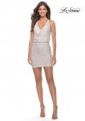 Picture of: Drape Front Mini Dress with Low Back in White, Style: 30949, Detail Picture 9