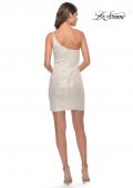 Picture of: Fitted One Shoulder Mini Dress with Slit in White, Style: 30933, Detail Picture 11