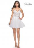 Picture of: Short Dress with Flared Skirt and Sheer Lace Bodice in White, Style: 31769, Detail Picture 12
