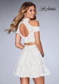 Picture of: Lace Two Piece Dress with Open Shoulders and Keyhole in White, Style: 25021, Back Picture