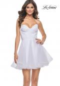 Picture of: Cute Flared Tulle Skirt Dress with Sheer Bodice in White, Style: 31763, Detail Picture 1