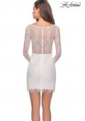 Picture of: Lace Dress with Sheer Sleeves and Scalloped Hem in White, Style: 28233, Detail Picture 2