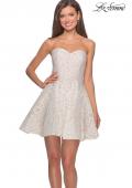 Picture of: Short Lace Strapless Party Dress with Rhinestones in White, Style: 27334, Detail Picture 3