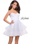 Picture of: Short Homecoming Dress with Tiered Tulle Skirt in White, Style: 26654, Detail Picture 4