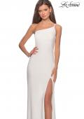 Picture of: One Shoulder Long Jersey Homecoming Dress in White, Style: 28176, Detail Picture 6