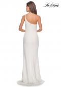 Picture of: One Shoulder Long Jersey Homecoming Dress in White, Style: 28176, Detail Picture 7