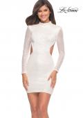 Picture of: Long Sleeve Sequin Party Dress with High Neckline in White, Style: 29406, Detail Picture 6