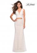 Picture of: Boho Inspired Lace Two Piece Long Prom Dress in White Nude, Style: 27189, Main Picture