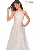 Picture of: High Neckline sequin A Line Prom Dress in White Nude, Style: 27451, Main Picture