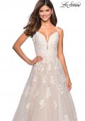 Picture of: Classic Prom Ball Gown with Lace Applique Details in White Nude, Style: 27463, Main Picture