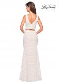 Picture of: Boho Inspired Lace Two Piece Long Prom Dress in White Nude, Style: 27189, Back Picture