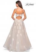Picture of: Classic Prom Ball Gown with Lace Applique Details in White Nude, Style: 27463, Back Picture