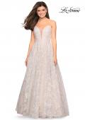 Picture of: Strapless A-Line Embroidered Prom Dress in White/Nude, Style: 27640, Detail Picture 3