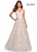 Picture of: Classic Prom Ball Gown with Lace Applique Details in White Nude, Style: 27463, Detail Picture 4