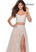 Picture of: Long Two Piece Tulle Gown with Floral Embroidery in White Nude, Style: 28271, Detail Picture 5