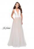Picture of: A-line Prom Dress with Pearl Beading and a Tulle Skirt in White, Style: 25630, Main Picture