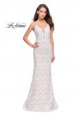 Picture of: Beaded Lace Prom Dress with Mermaid Skirt in White, Style: 26106, Main Picture