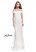 Picture of: Off the Shoulder Beaded Lace Gown with Ruffle Detail in White, Style: 26218, Main Picture