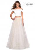 Picture of: Off the Shoulder Two Piece Dress with Textured Skirt in White, Style: 27478, Main Picture