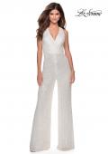 Picture of: Long Sequin Jumpsuit with Criss Cross Back in White, Style: 28719, Main Picture
