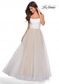Picture of: White A-line Gown with Pearl Detail and Tie Up Back in White, Style: 28764, Main Picture