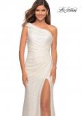 Picture of: One Shoulder Gown in Elegant Soft Sequin Fabric in White, Main Picture