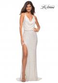 Picture of: Sequin Long Dress in Chic Design with Low Back in White, Main Picture