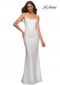 Picture of: Unique Soft Sequin Dress with Lace Up Back in Silver, Style: 30433, Main Picture
