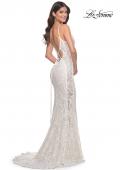 Picture of: Beaded Lace Mermaid Gown with Sheer Side Panels in White, Style: 32309, Main Picture