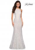 Picture of: Long Lace Prom Dress with High Neckline in White, Style: 27289, Detail Picture 8