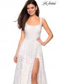 Picture of: Long Lace Prom Dress with Attached Shorts in White, Style: 27476, Detail Picture 8