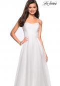 Picture of: Strapless Chiffon Dress with Criss Cross Bodice Detail in White, Style: 27515, Detail Picture 8
