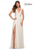Picture of: Empire Waist Prom Gown with Deep V Neckline in White, Style: 28547, Detail Picture 8