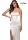 Picture of: Simply Chic Strapless Stretch Satin Long Gown in White, Style 29807, Detail Picture 8
