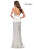 Picture of: Fitted Stretch Satin Dress with Scoop Back in White, Style 29945, Detail Picture 8