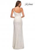 Picture of: Simple One Shoulder Long Sequin Evening Gown in White, Detail Picture 8