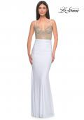 Picture of: Prom Dress with Fitted Bustier Rhinestone Top in White, Style: 32260, Detail Picture 8
