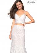Picture of: Lace Two Piece Gown with Rhinestone Accents in White, Style: 27589, Detail Picture 9