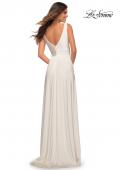 Picture of: Empire Waist Prom Gown with Deep V Neckline in White, Style: 28547, Detail Picture 9