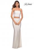 Picture of: Tube Top Two Piece Long Jersey Prom Dress in White, Style: 28703, Detail Picture 9