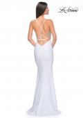 Picture of: Prom Dress with Fitted Bustier Rhinestone Top in White, Style: 32260, Detail Picture 9