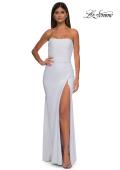 Picture of: Strapless Evening Dress with Beading Detail on Slit and Neckline in White , Style: 32360, Detail Picture 9