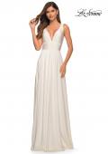 Picture of: Empire Waist Prom Gown with Deep V Neckline in White, Style: 28547, Detail Picture 10
