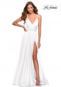 Picture of: Chiffon Prom Dress with Pleated Bodice and Pockets in White, Style: 28611, Detail Picture 10