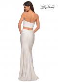Picture of: Tube Top Two Piece Long Jersey Prom Dress in White, Style: 28703, Detail Picture 10