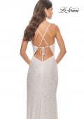 Picture of: Sequin Dress with Stunning Fringe Beaded Slit in White, Style: 31389, Detail Picture 10