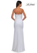 Picture of: Strapless Evening Dress with Beading Detail on Slit and Neckline in White , Style: 32360, Detail Picture 10